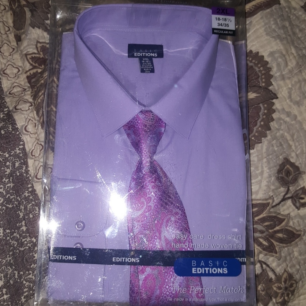 Men's Long sleeve Dress Shirt with Tie combo